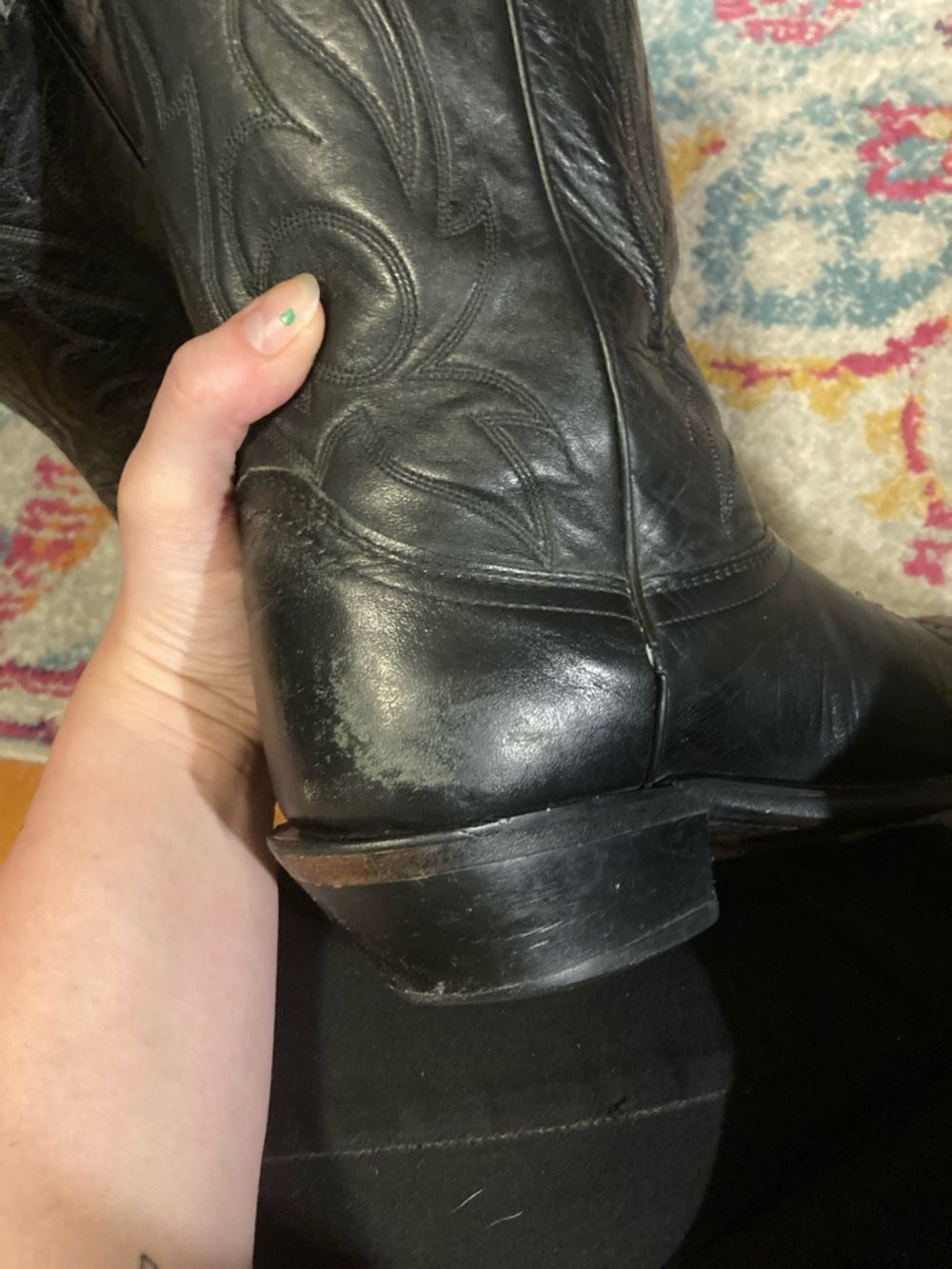 Vintage Laredo Mens Black Leather Western Cowboy Boots Size 8.5 - Picture 6 of 12